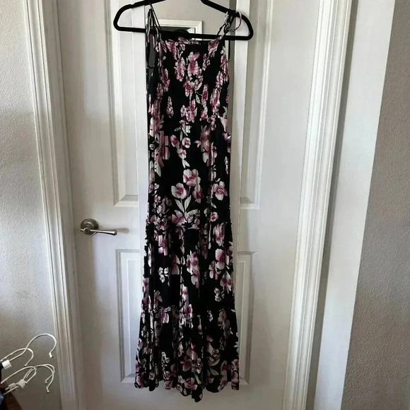 Free People Black Floral Tank Maxi Dress Size XS Color Black - Picture 2 of 6